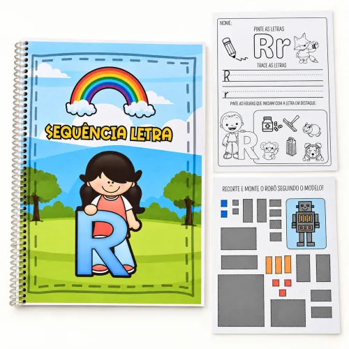 Material de alfabetização com atividades para a letra R para crianças.