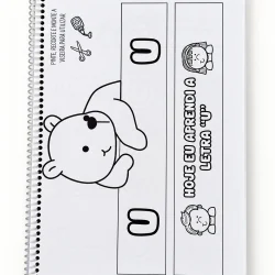 Atividade de alfabetização com letra U e personagem de ursinho.