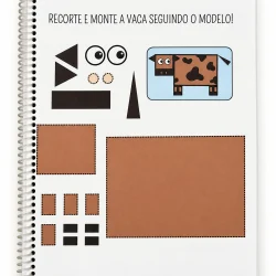 Atividade de recorte e montagem de vaca para alfabetização.