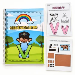 Material de alfabetização com atividades da letra V para crianças.