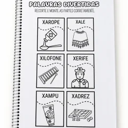Atividades de alfabetização com palavras ouvidas e imagens ilustrativas.