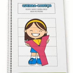 Atividade de quebra-cabeça com personagem infantil e letra Y para alfabetização.