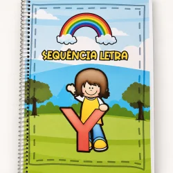 Caderno de atividades com a letra Y para alfabetização de crianças.