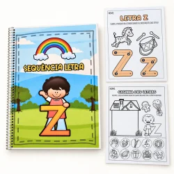 Material de alfabetização com foco na letra Z e atividades educativas.