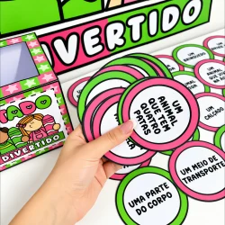 Fichas de ditado com perguntas educativas coloridas para crianças.