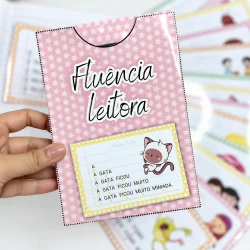 Ficha de leitura com foco em atenção e palavras simples para crianças.