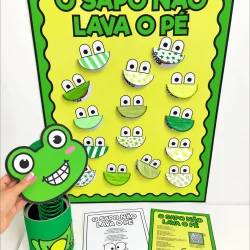Sapos de papel com olhos e boca, atividade educativa para crianças.