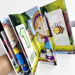 Livro infantil com figuras de numerais e animais para educação infantil.