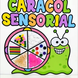 Caracol sensorial com diferentes texturas e cores para estimular crianças.