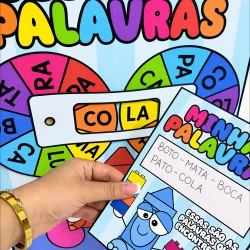 Roleta de palavras com sílabas para atividades educativas infantis.