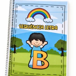 Atividade de escrita com desenhos para crianças em fase de alfabetização.