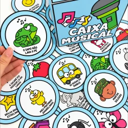Fichas de cantigas musicais para crianças com desenhos divertidos.
