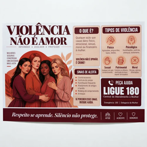 Imagem de mulheres com mensagem de combate à violência não é amor.