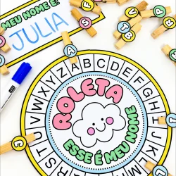 Roleta de palavras com tema 'Esse é Meu Nome' para atividades educativas.