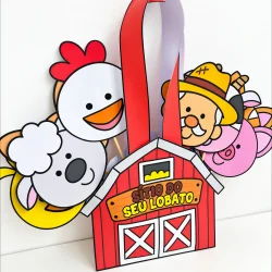 Decoração do Sítio do Seu Lobato com personagens infantis coloridos.